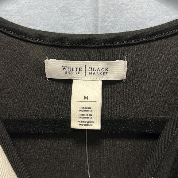 White House Black Market blue, black, white stripe wrap dress, M, new w/tags - Picture 2 of 5